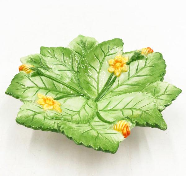 Vintage 90s stamped Fitz & Floyd blooming gourd leaf bowl (1 of 3)