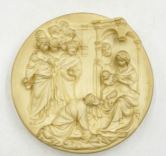 Vintage Alabaster plate - LÕAdorazione Dei Magi Le Porte Del Ghiberti (1 of 5)