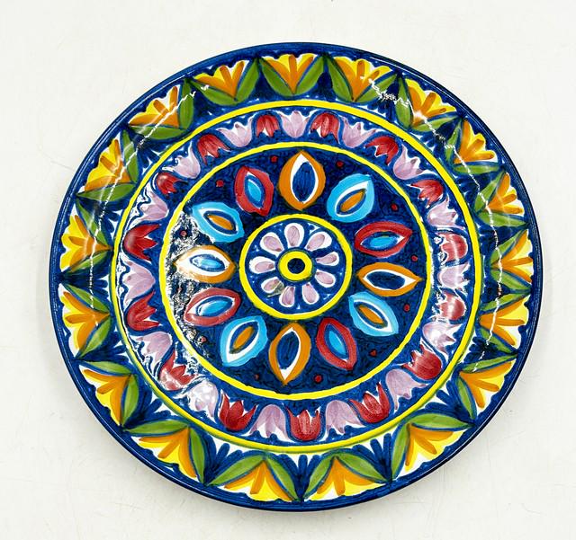 Hand painted vintage Italian ceramic round platter. (1 of 4)