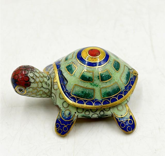 Vintage cloisonne turtle trinket box with back shell that comes off. (1 of 2)