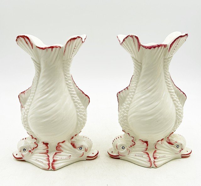 Pair of fabulous rare dolphin style decorative Italian vases. (1 of 1)