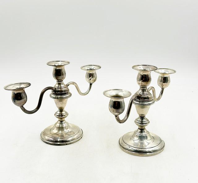 Pair of sterling stamped silver candelabras. (1 of 8)