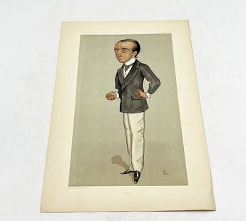 Antique Vanity Fair lithograph print from Dec 9th 1897. Ò MaxÓ Max Beerbohm: Antique Vanity Fair lithograph print from Dec 9th 1897. Ò MaxÓ Max Beerbohm- see edges for more description. Vincent Day & Son, Lith. Approx 15.5 inch x 10.5 in