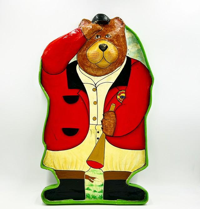 Fun vintage bear at fox hunt style decoration tray. (1 of 1)