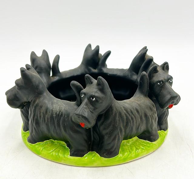 Rare vintage black Scottie dog decorative planter with green grass detail. (1 of 1)