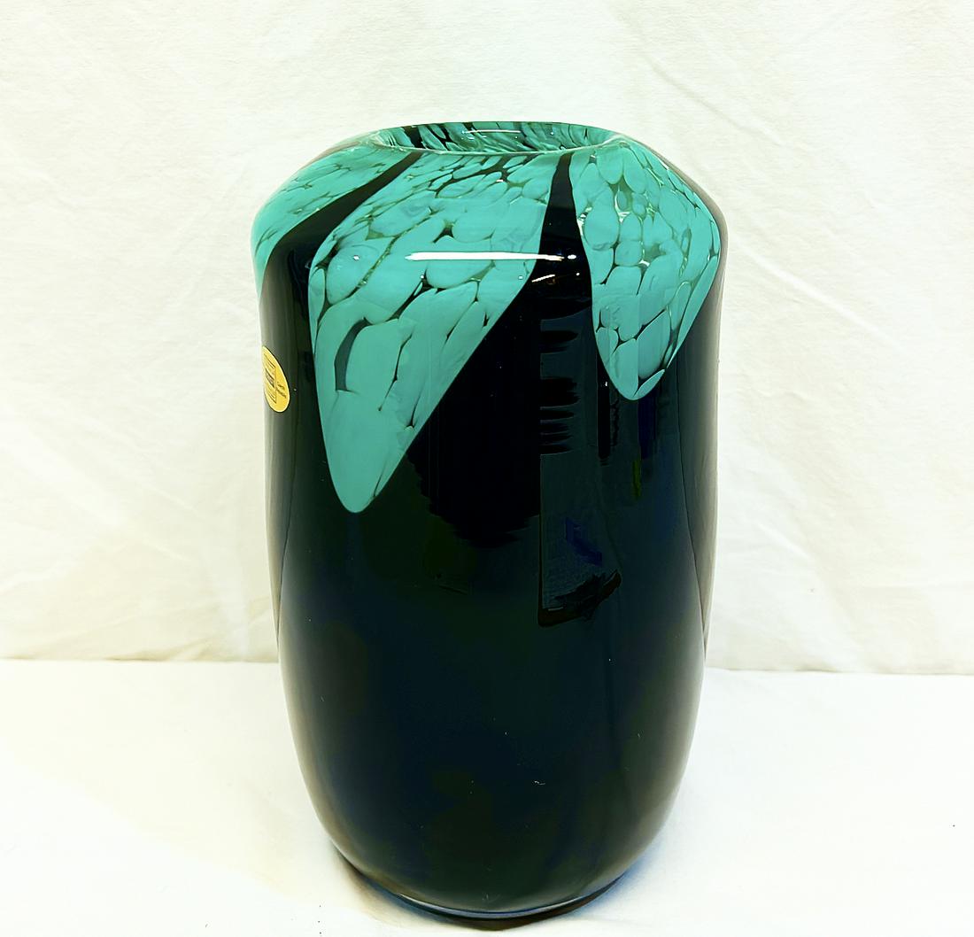 Purple and green Glass Art Vase: Purple and green Glass Art Vase - With Stamp Made in CZECH Republic - Abigails - Approx. 10in x 5 dia