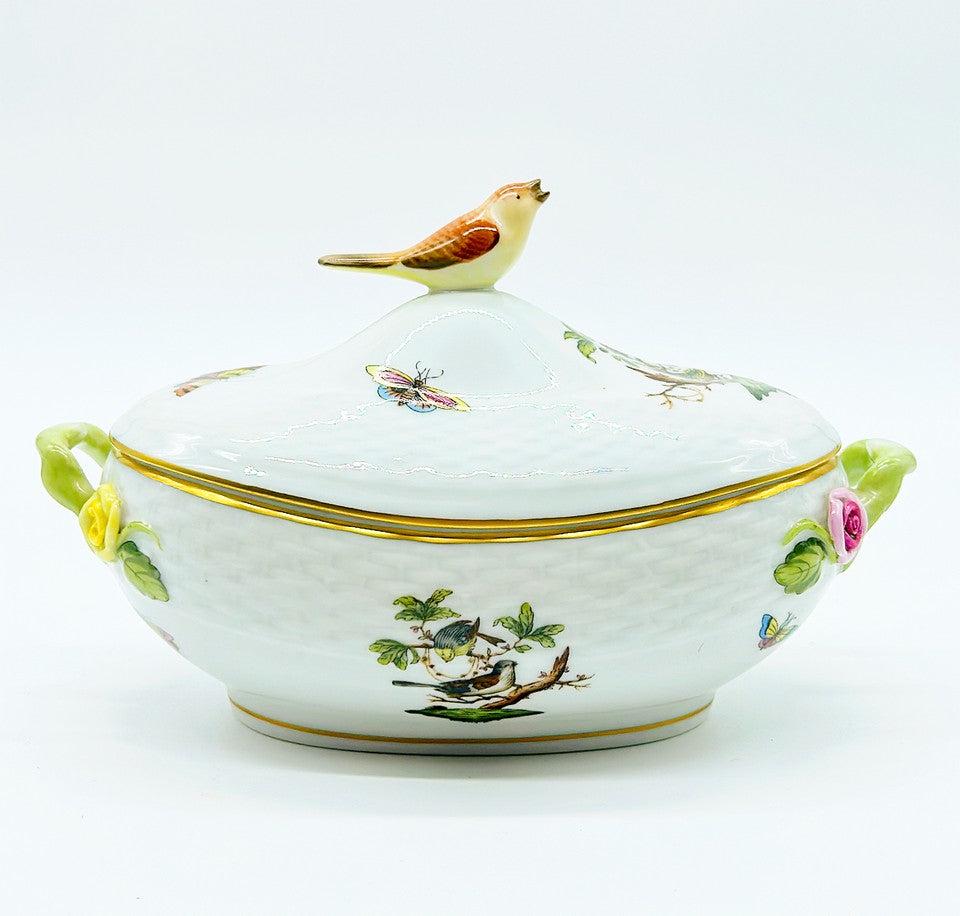Vintage Herend stamped Rothschild Bird oval covered dish with lid. (1 of 3)