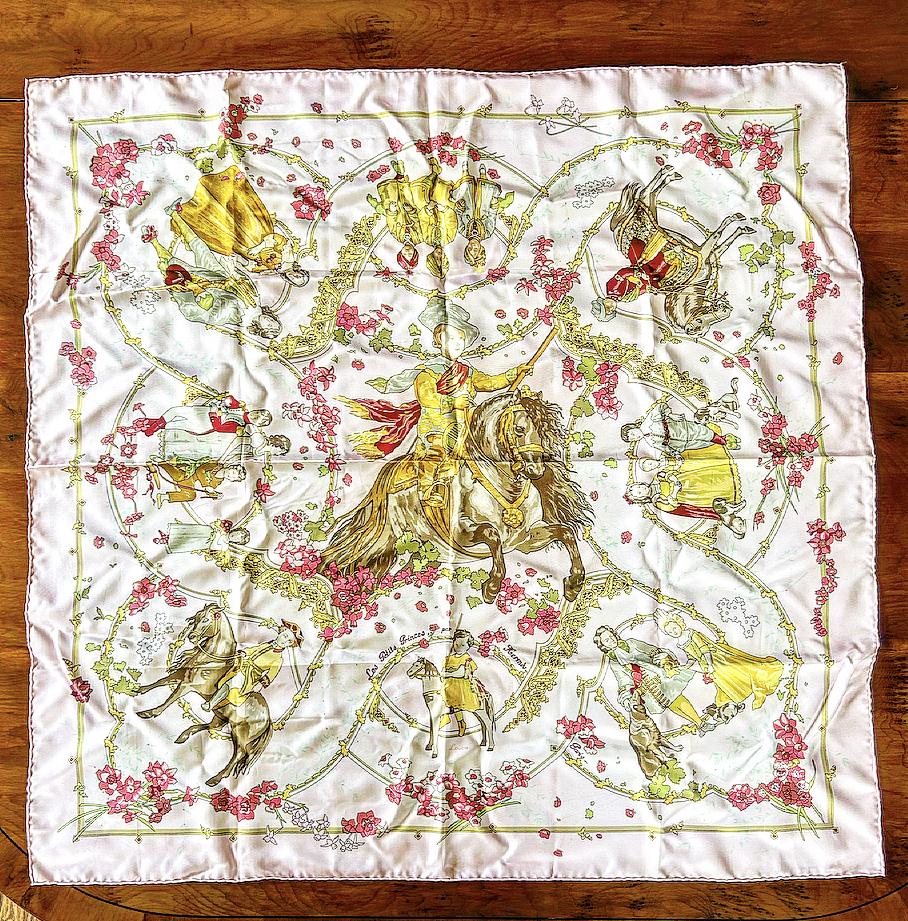 Hermes Scarf - Pink 100% Silk  - "Les Petits Princess" (1 of 13)