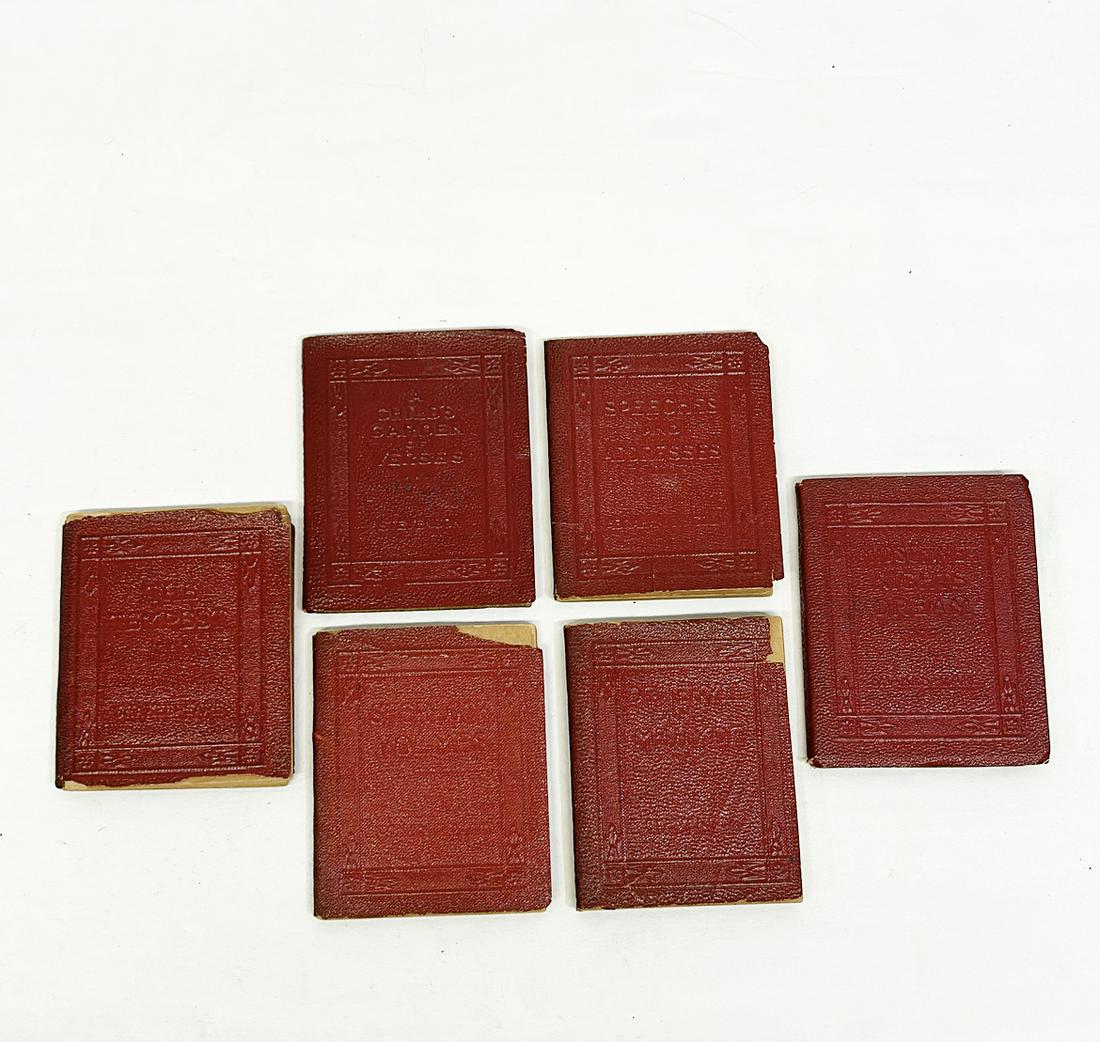 Set of 6 minature small, very oldm former little leather library NY (1 of 9)
