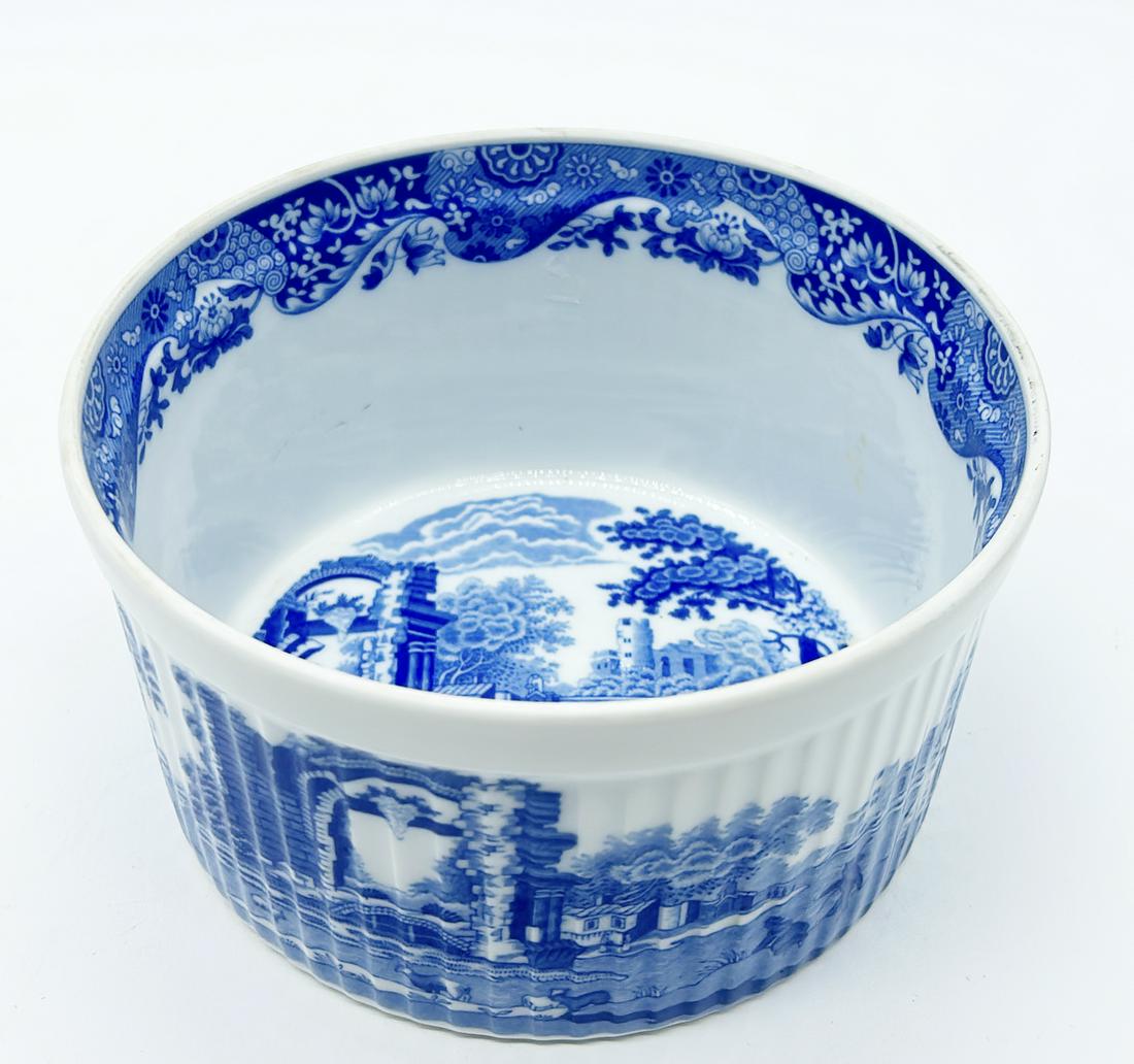 Round Spode Stamped Casserole Dish in Blue and White (1 of 3)