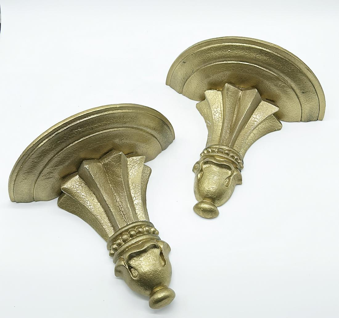 Pair of gold gilded style wooden carved wall bracket/ shelves (1 of 3)