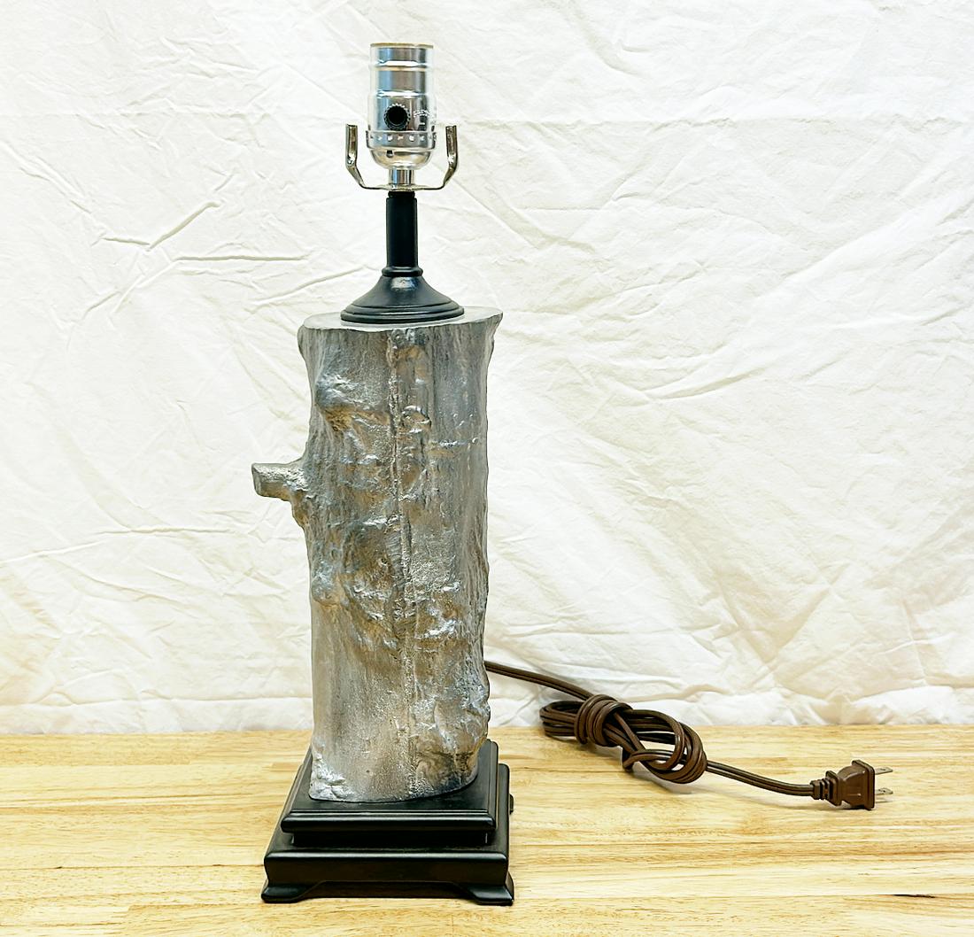 Metal Silver Faux Bois Log Style Table Lamp (1 of 3)
