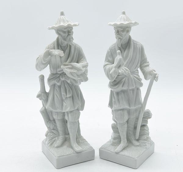 Pair of 1970s stamped Fitz & Floyd blanc de chine style chinoiserie men figures. (1 of 1)