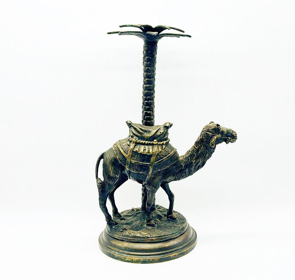 Amazing large scale vintage brass / bronze finish look heavy solid brass camel with palm tree (1 of 7)