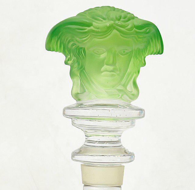 Versace Medusa head bottle stopper in glass with green frosted top detail. (1 of 3)