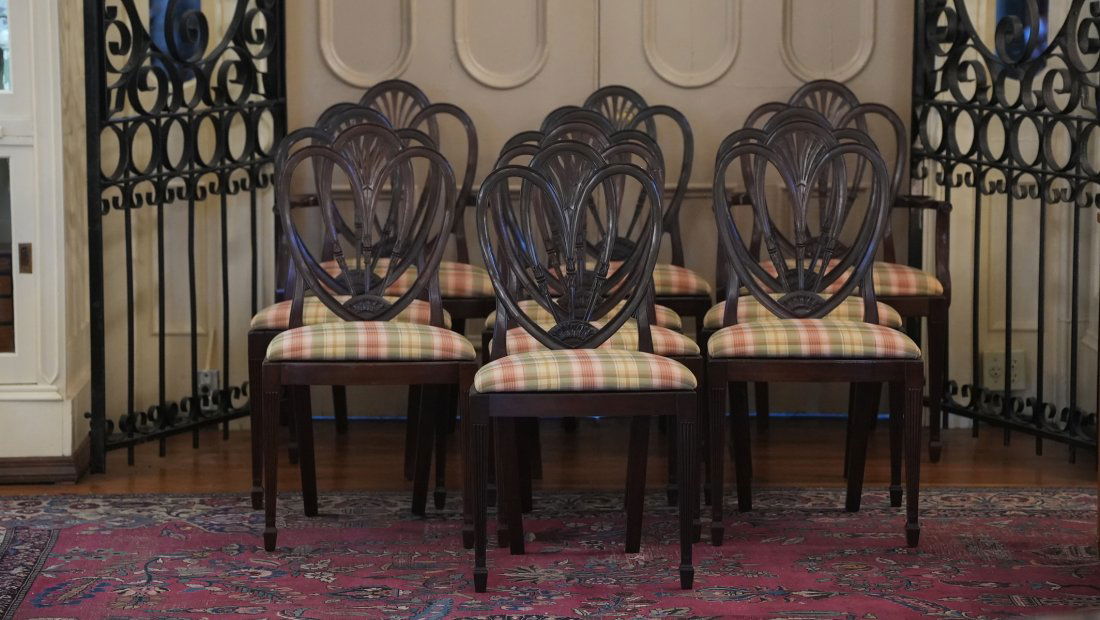 Set of 10 Hepplewhite Style Dining Chairs (1 of 9)