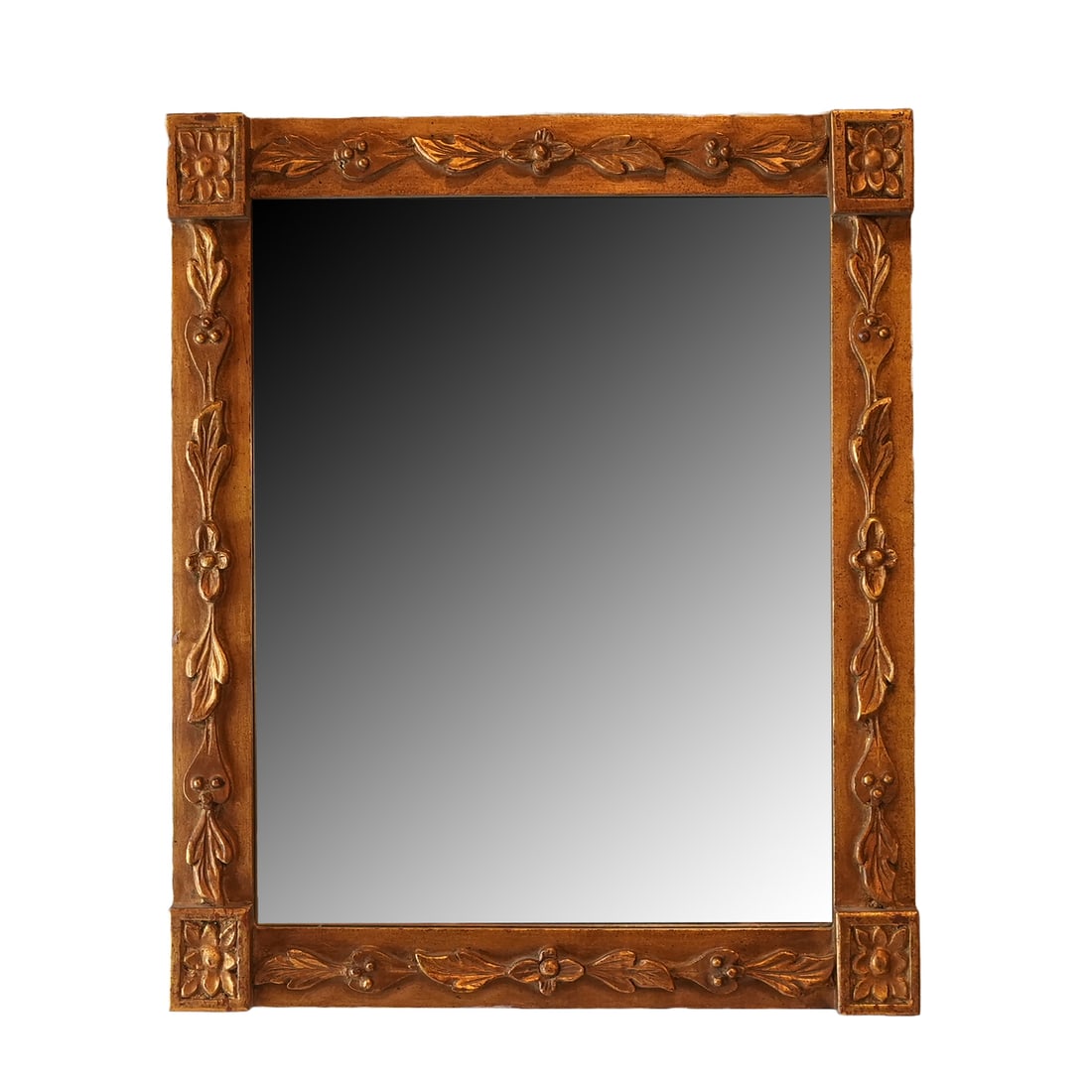 Wood Carved Gilded Mirror: Reproduction wood carved gilded mirror.