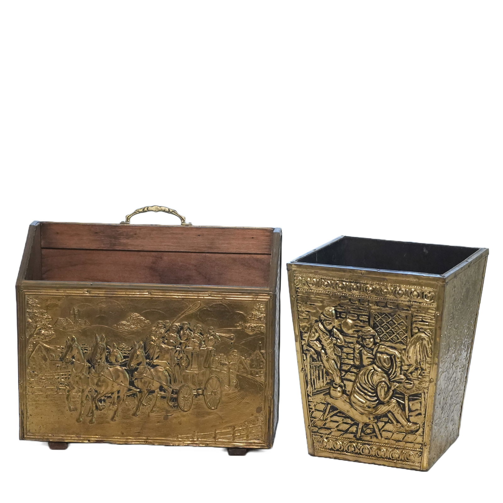 2 Brass Accessories, Magazine Holder and Trash Can (1 of 10)