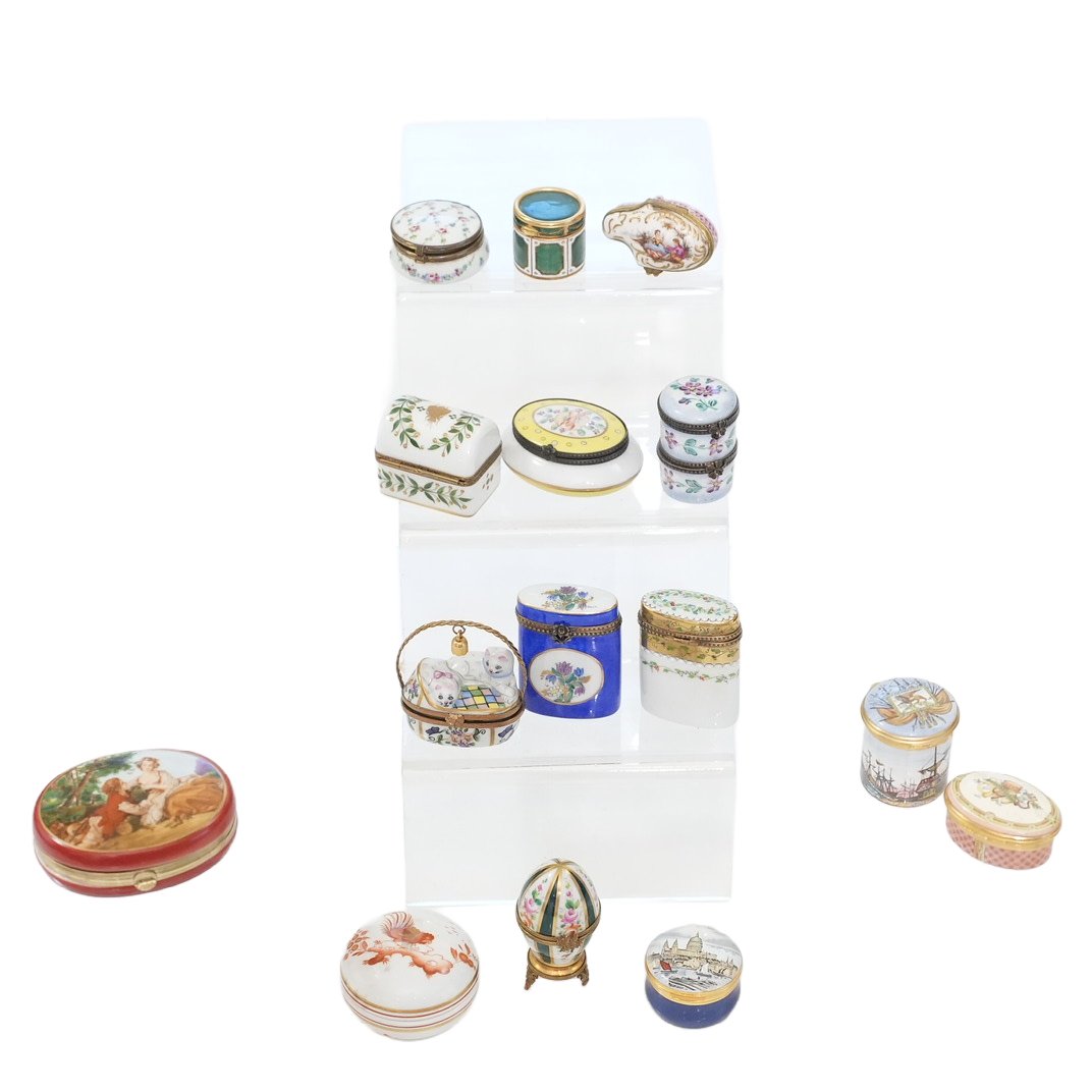 15 pieces of Limoges, Halcyon and Other Enamel Boxes (1 of 3)