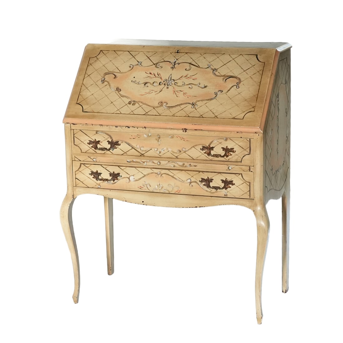 Painted French Slanted Front Lady's Writing Desk: Painted French Slanted Front Lady's Writing Desk