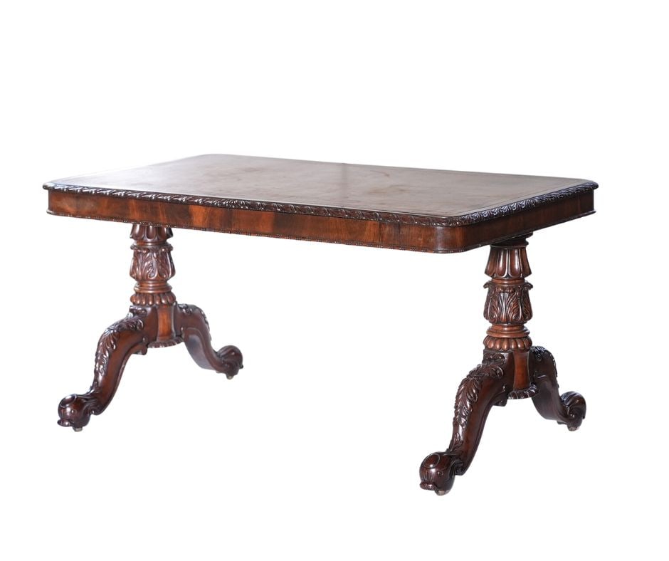 Carved Mahogany Library Table (1 of 6)