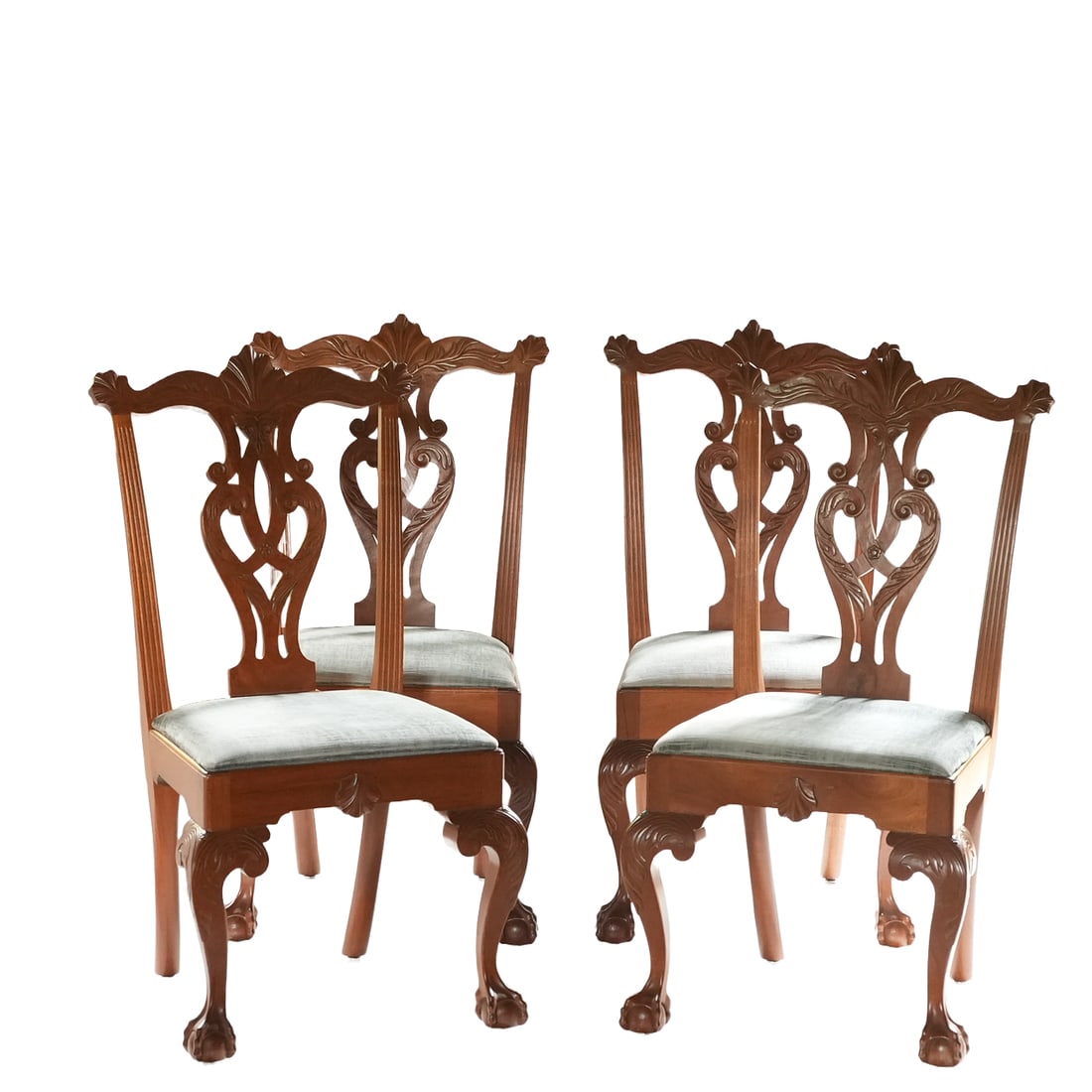 Set of 4 Chippendale style Side Chairs (1 of 6)