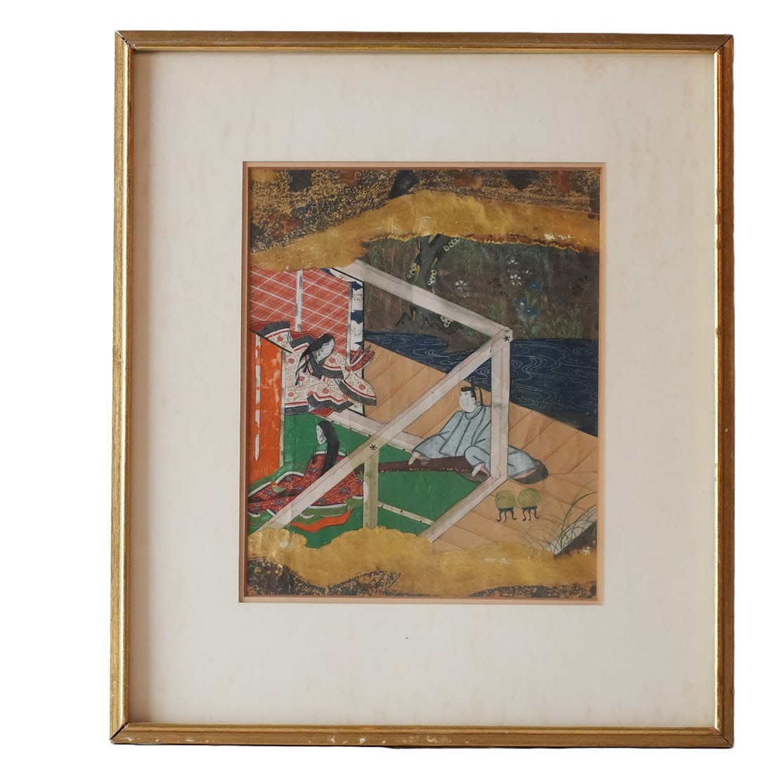 Tale of Genji Scene Of Women And Man In Pavilion, Japanese Tosa School (1 of 5)