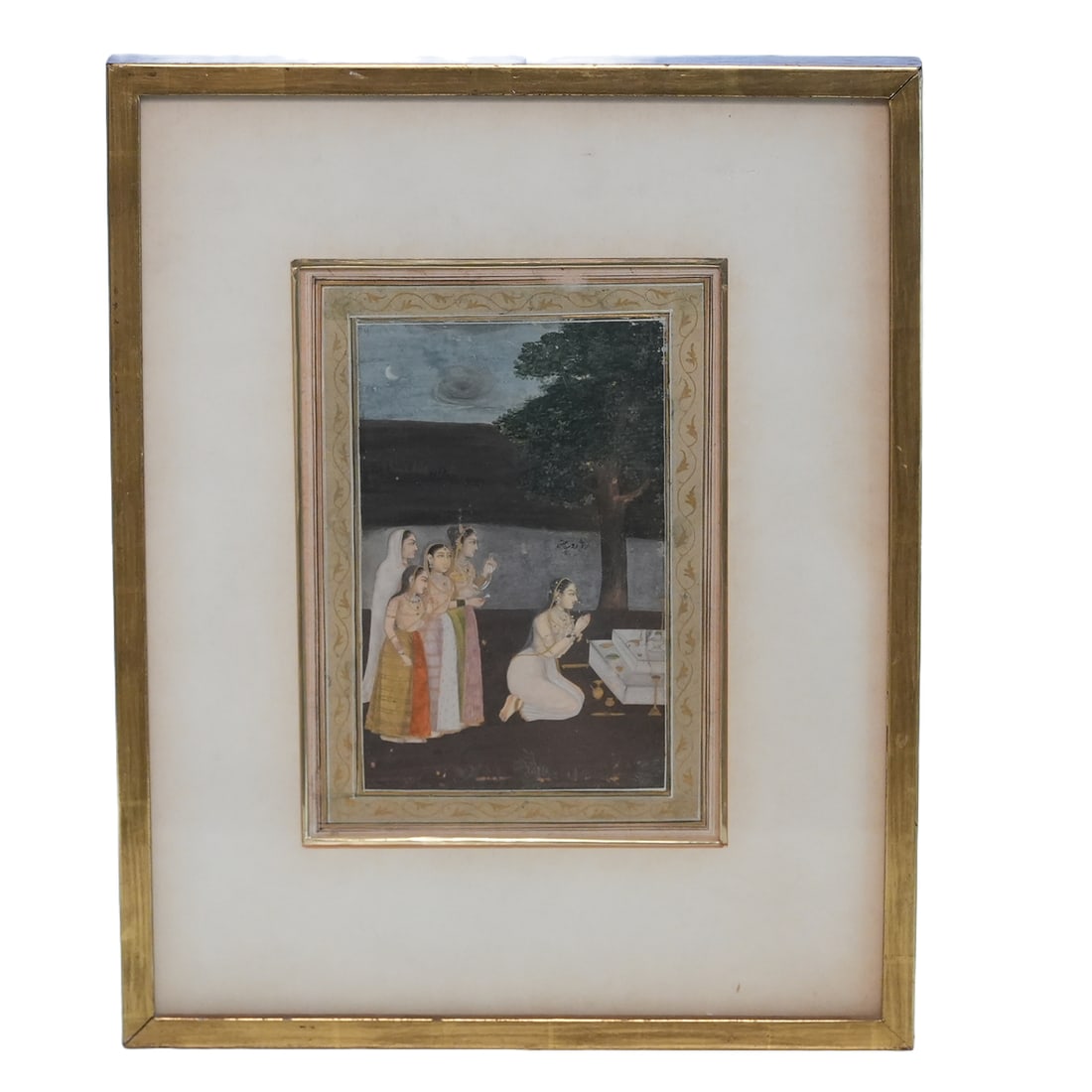 18th Century Lady Worshipping Before Altar of Siva Miniature Painting (1 of 13)