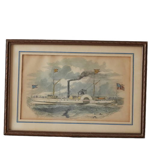 "view Of Eastern Steamer Boston" Engraving