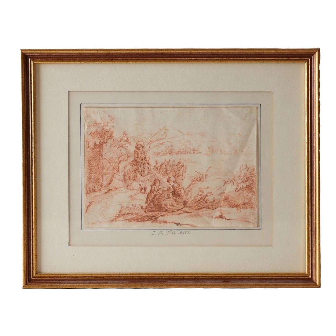 Jean-Antoine Watteau (1684-1721), Peasant Family in Fields Drawing (1 of 4)