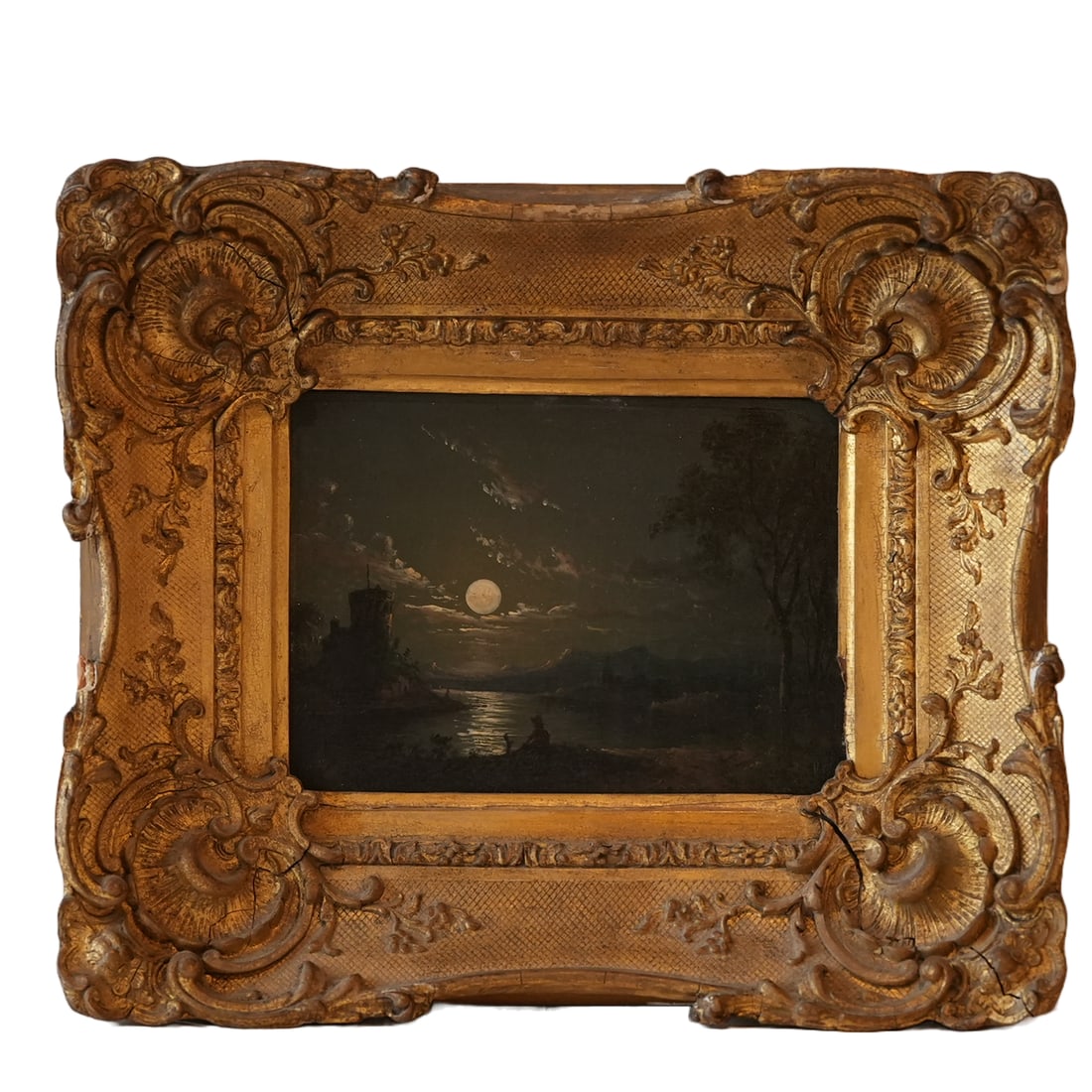 Sebastian Pether (1790-1844) Moonlight Landscape Oil Painting (1 of 2)