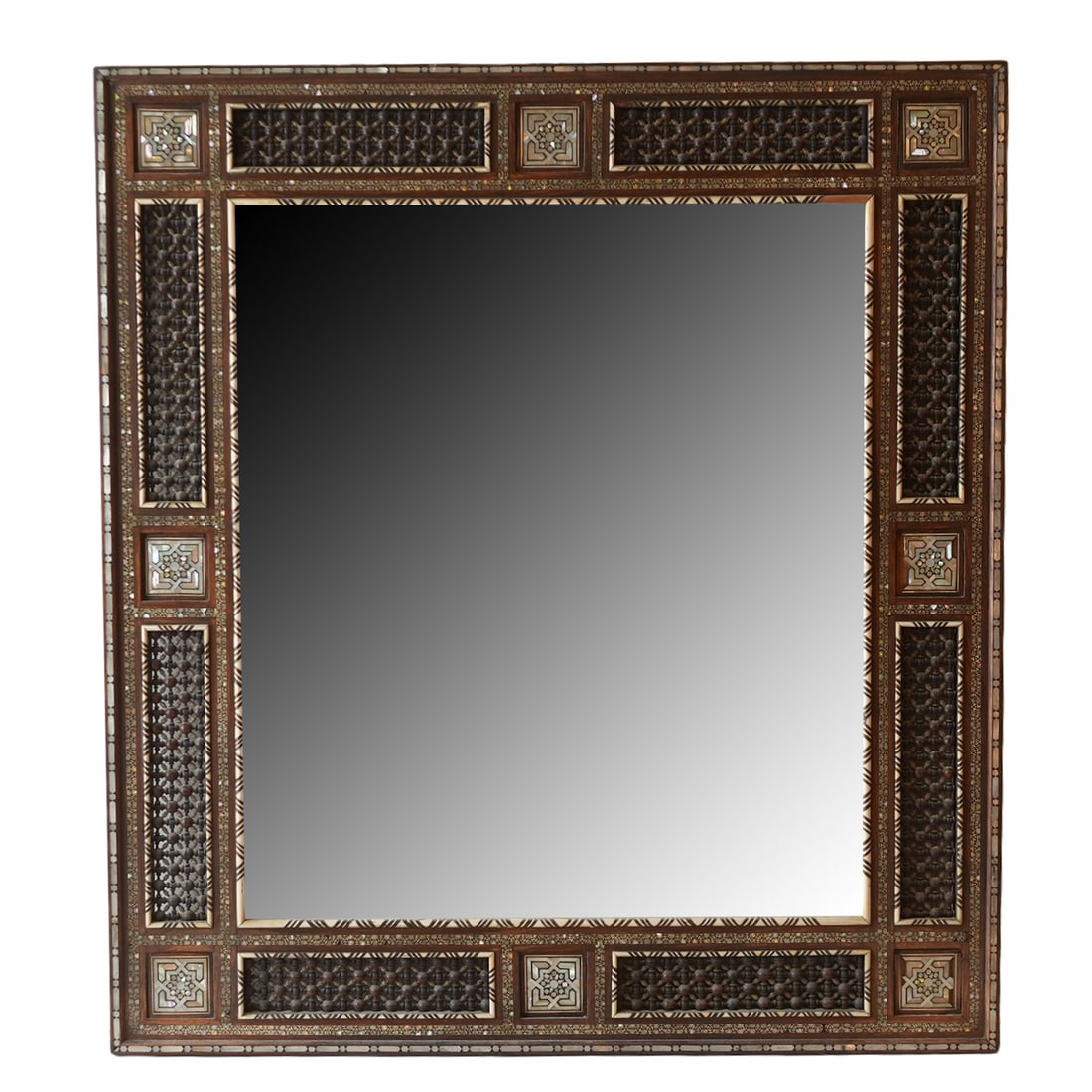Moroccan Ivory Inlaid Hardwood Wall Mirror (1 of 5)