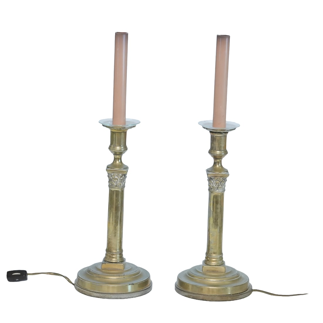 Pair of Brass Corinthian Column Lamps (1 of 6)