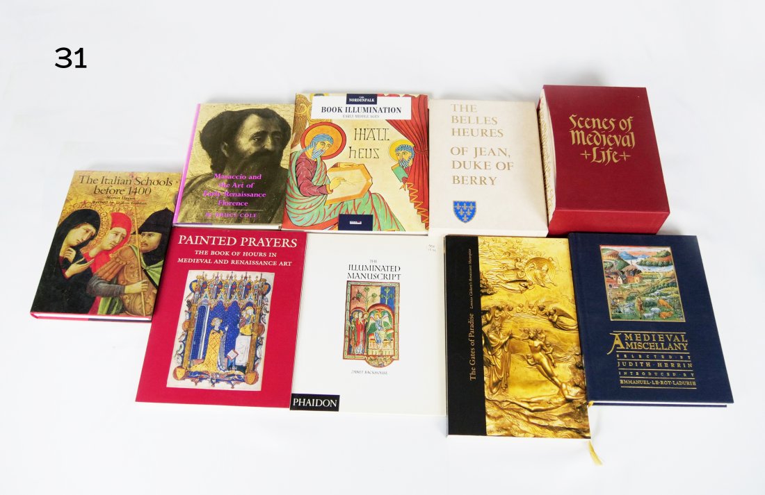 [ART-BOOKS] MEDIEVAL MANUSCRIPTS: [ART-BOOKS] THE ITALIAN SCHOOLS BEFORE 1400 by Martin Davies, National Gallery Company, UK, 2001* LIFE IN A MEDIEVAL CITY by Joseph and Frances Gies, The Folio Society, UK, 2002, three volumes in a sl