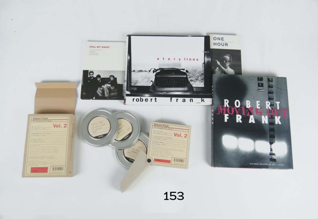 [PHOTO-BOOKS] ROBERT FRANK- FOUR BOOKS, BOXED SET OF FILMS ON DVD.: [PHOTO-BOOKS] FOUR ROBERT FRANK BOOKS Including: "MOVING OUT" Scalo, 1994 (slightly shaken spine),"STORY LINES" Steidl, 2004, First edition, "PULL MY DAISY" and "ONE HOUR". ALSO: ROBERT FRANK: COMPLET