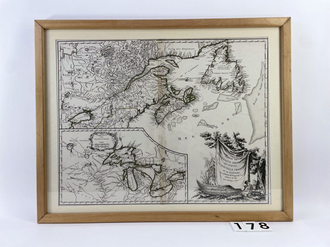[ANTIQUE MAP] VAUGONDY NOUVELLE FRANCE-CANADA 1755 (1 of 1)