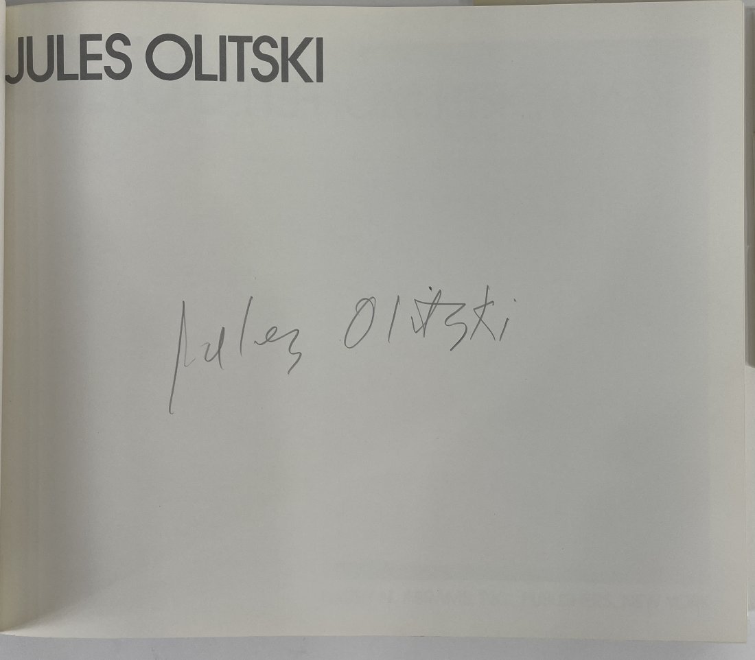 [ART-BOOKS] JULES OLITSKI SIGNED ABRAMS, 1ST ED: [ART-BOOKS] JULES OLITSKI. Abrams, 1981. Hard-cover. 1st edition. Boldly SIGNED in pencil. About fine. Clean and without any markings.