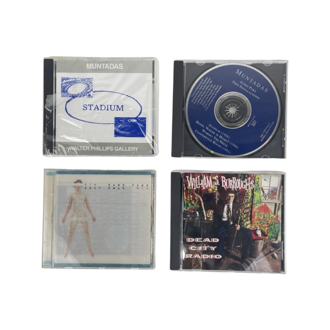 [MEDIA ART CD'S] ANTONI MUNTADAS & W. BURROUGHS.: [MEDIA ART CD'S] Antoni Muntadas STADIUM Audio recording, CD, ?? min., in plastic case: 13 x 14.5 cm Edition size unknown Published by Walter Phillips Gallery, The Banff Centre for the Arts Media Arts