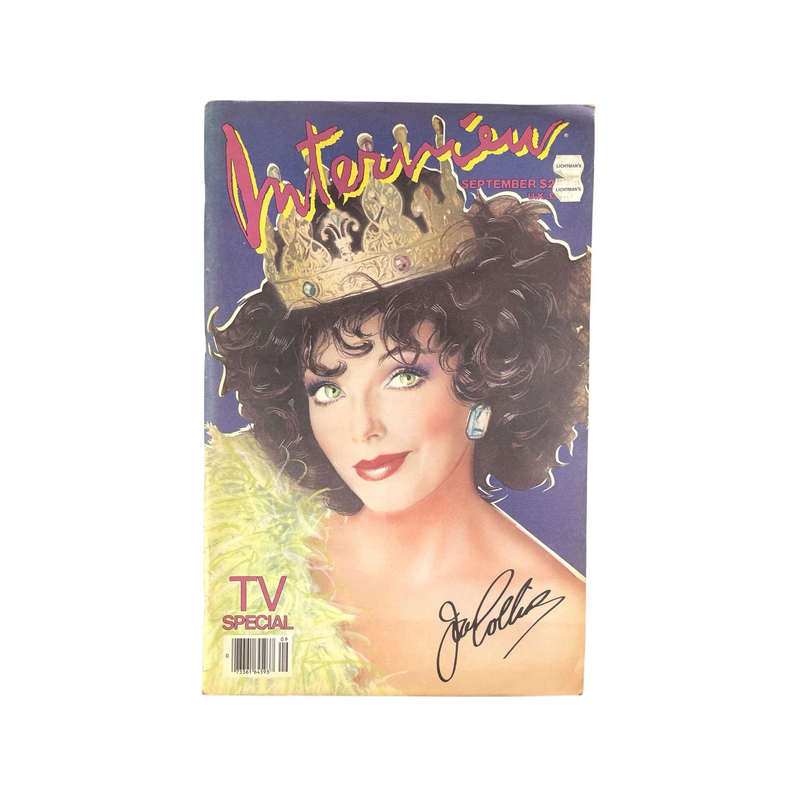 [ANDY WARHOL: INTERVIEW] JOAN COLLINS COVER. VOL XIV # 9, 1984 (1 of 2)