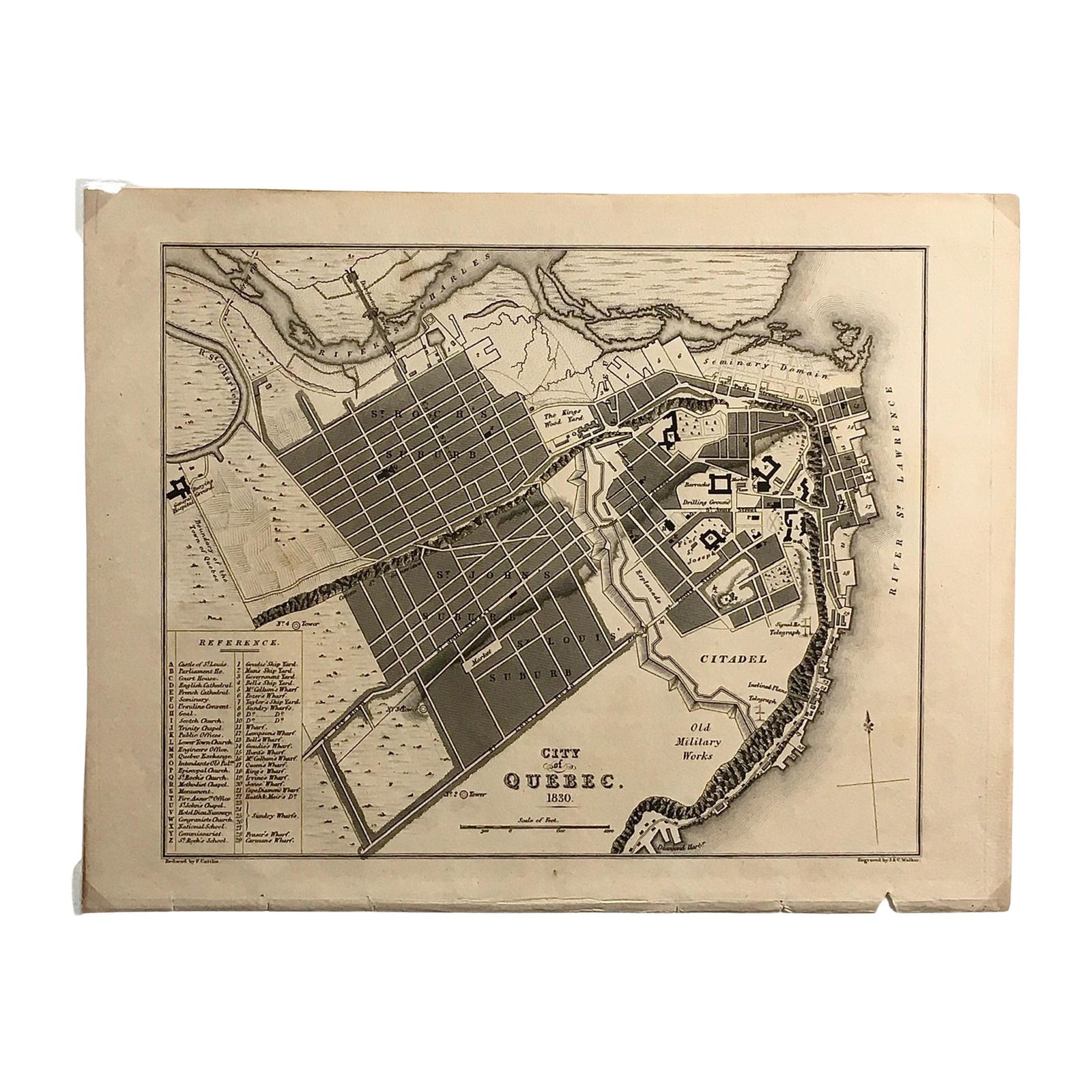 [CANADIAN ANTIQUE MAP] CITY [PLAN] OF QUEBEC. 1830 (1 of 1)