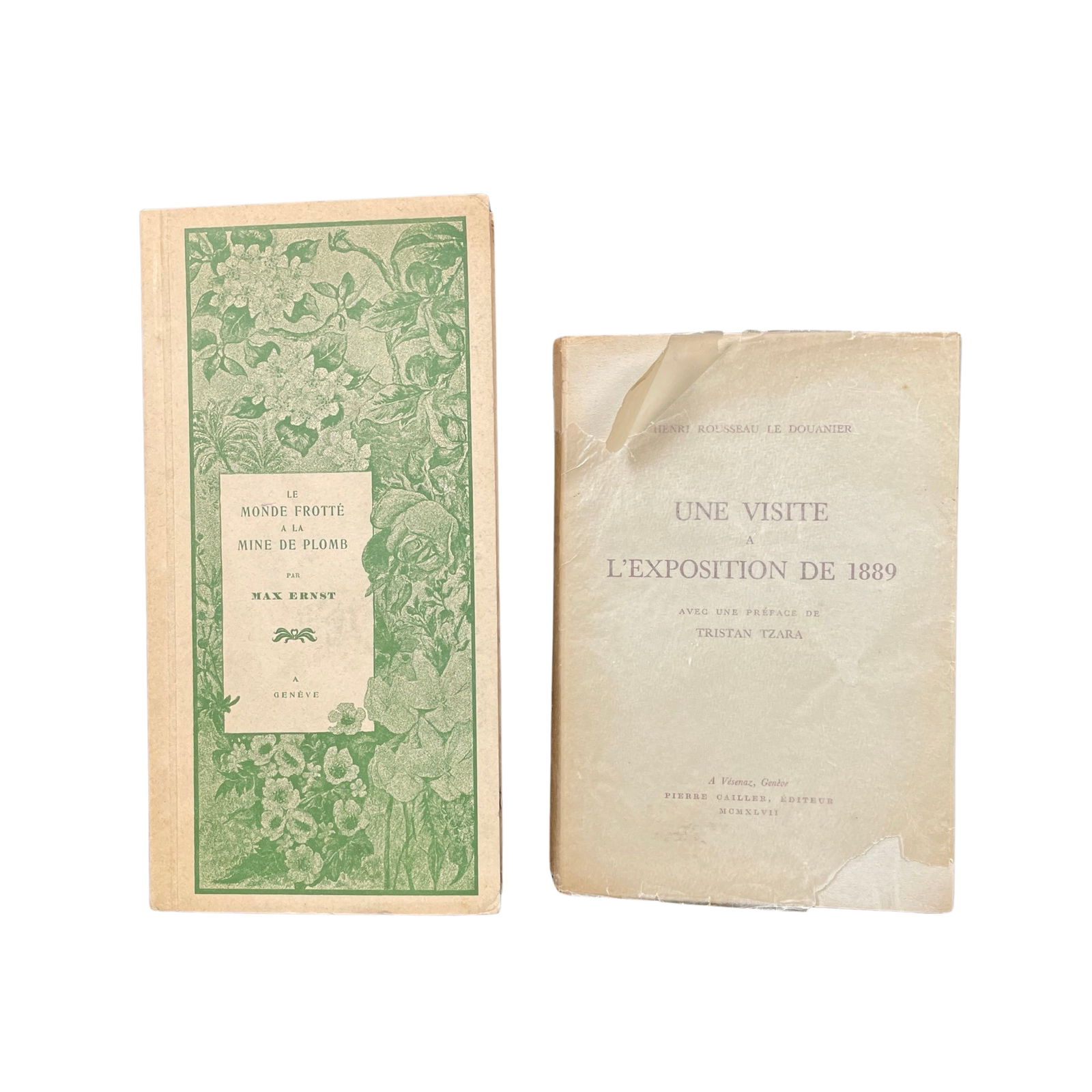 MAX ERNST: LE MONDE FROTTE A LA MINE DE PLOMB 1965: [ART BOOK MONOGRAPH] 2 BOOKS SOLD TOGETHER. MAX ERNST: LE MONDE FROTTE A LA MINE DE PLOMB. Par Max Ernst. Frottages de 1925-1965. Galerie Banador, Geneve, 1965. Tall 12mo. Printed in an edition of 600