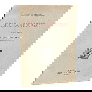 BONTEMPELLI, MASSIMO & GIORGIO DE CHIRICO. 1924: [ART BOOK MONOGRAPH] Bontempelli, Massimo: SIEPE A NORDOVEST. Con illustrazione de Giorgio De Chirico. Reprodotte in fototipia. Alberto Stock, editori, Rome. 1924 4to. Limited, numbered to 444