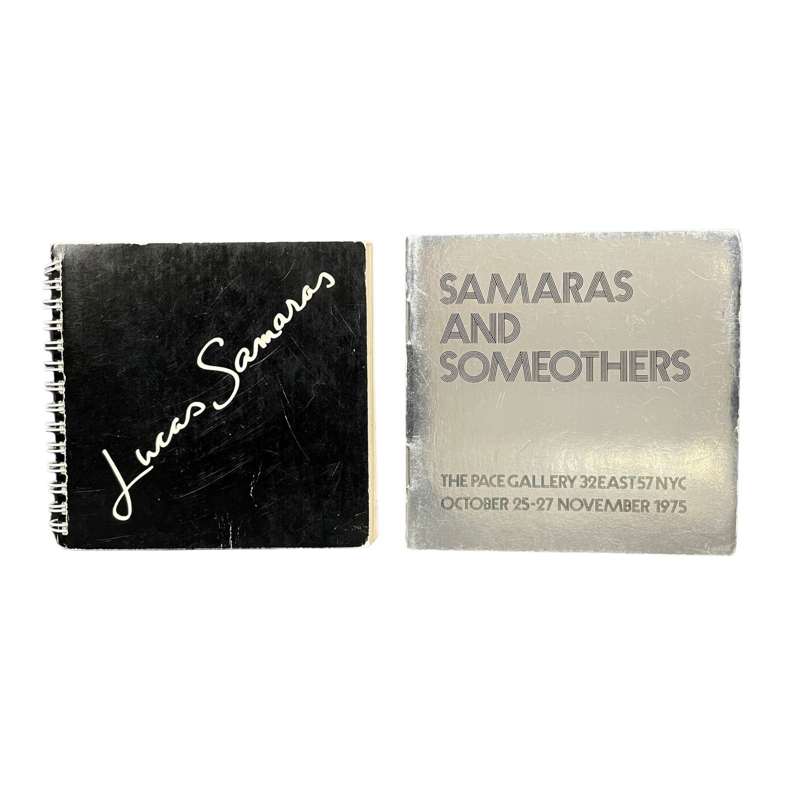 LUCAS SAMARAS. 2 ARTIST'S BOOKS SOLD TOGETHER.: [ART BOOK MONOGRAPH] TWO BOOK SOLD TOGETHER.LUCAS SAMARAS AND SOMEOTHERS and "MATRIX'. Pace Gallery, NY, 1975. 32mo. First edition. Silver laminated softcover. Dual Artist's book.Stapled wraps. It ope