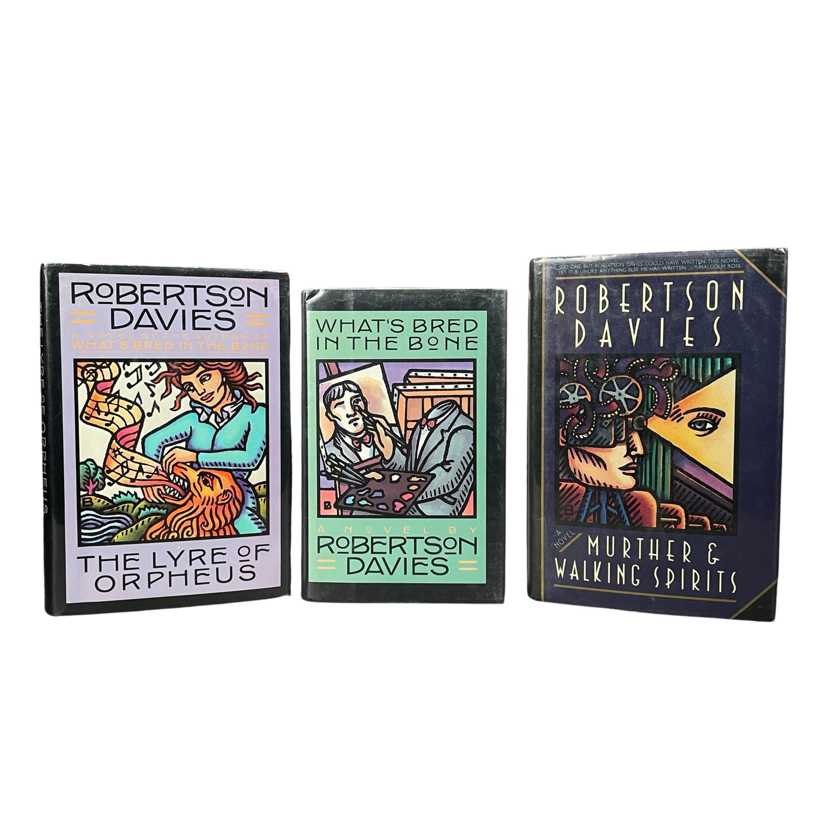 SIGNED. ROBERTSON DAVIES: 3 BOOKS SOLD TOGETHER.: [ROBERTSON DAVIES] 3 Signed Books sold together. ROBERTSON DAVIES: SIGNED. WHAT'S BRED IN THE BONE. Elizabeth Sifton Books/Viking, 1986. 1st American edition. 5th printing. 8vo. Hardcover with complet