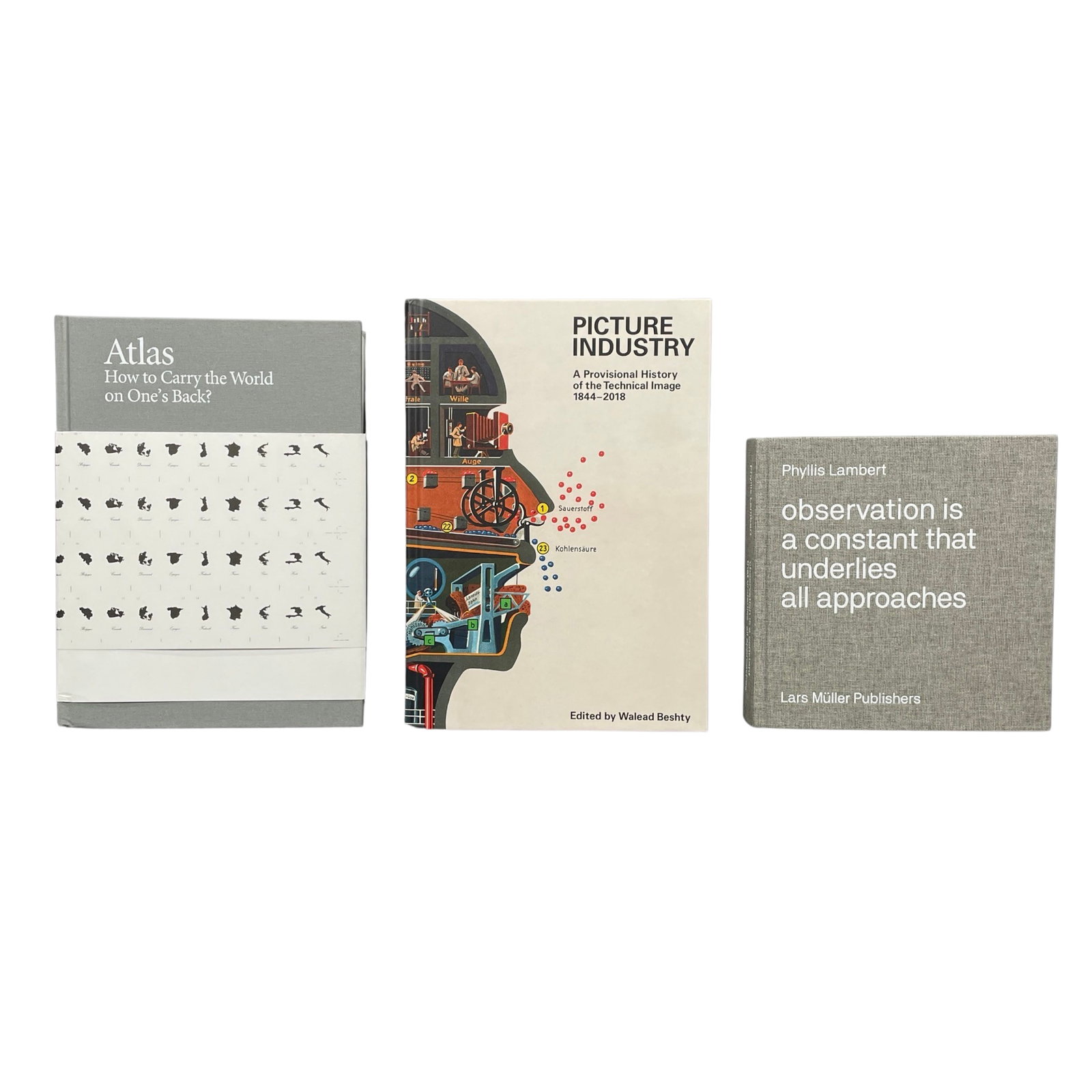 WALEAD BESHTY, GEORGES DIDI-HUBERMAN, LARS MüLLER.: [ART, PHOTOGRAPHY BOOK] Beshty, Waled, et al. PICTURE INDUSTRY; A PROVISIONAL HISTORY OF THE TECHNICAL IMAGE 1844-2018. LUMA, Europe; 2018. 4to. Hardcover. 863pp. SOLD WITH: Didi-Huberman, Georges. AT