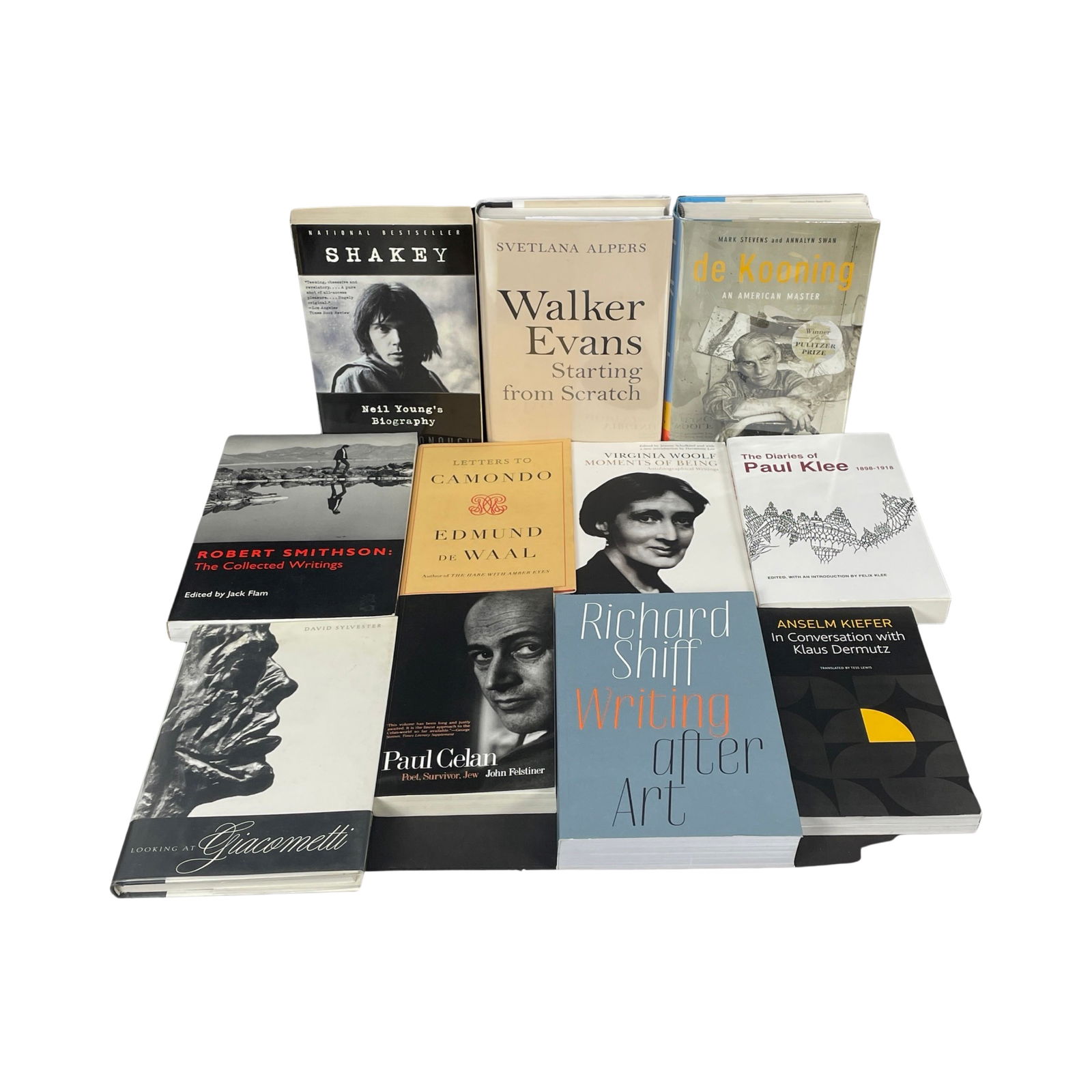 ARTIST'S BIOGRAPHIES. ROBERT SMOTHSON AND OTHERS.: [ARTIST BOOK BIOGRAPHY] 15 BOOKS SOLD TOGETHER, including: THE COLLECTED WRITINGS, ROBERT SMITHSON. University of California Press, NY; 1996. 4to. Softcover. 389pp. SOLD WITH OTHERS: Including: Giacom