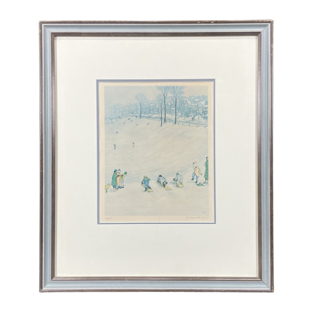 WILLIAM KURELEK. CHILDREN TOBOGGANING. SIGNED. (1 of 6)