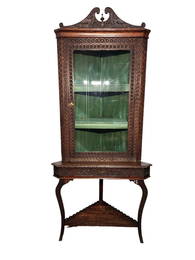 Victorian Two Piece Corner Display Cabinet