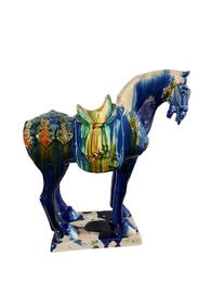 20th Century Chinese Sancai War Horse Sculpture