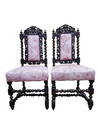 19th Century Carolean Style Oak Side Chairs- a Pair